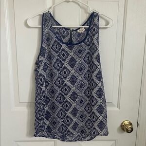 Japna Navy and White Patterned Tank Top